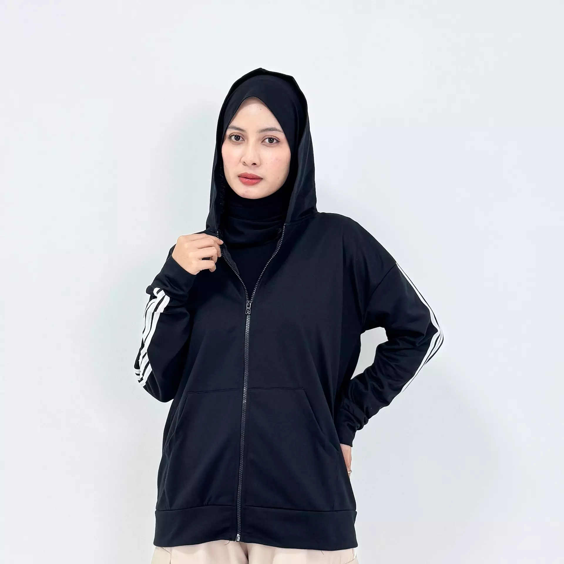 Set Sporty Jacket Manda HITAM Setelan Baju Olahraga
