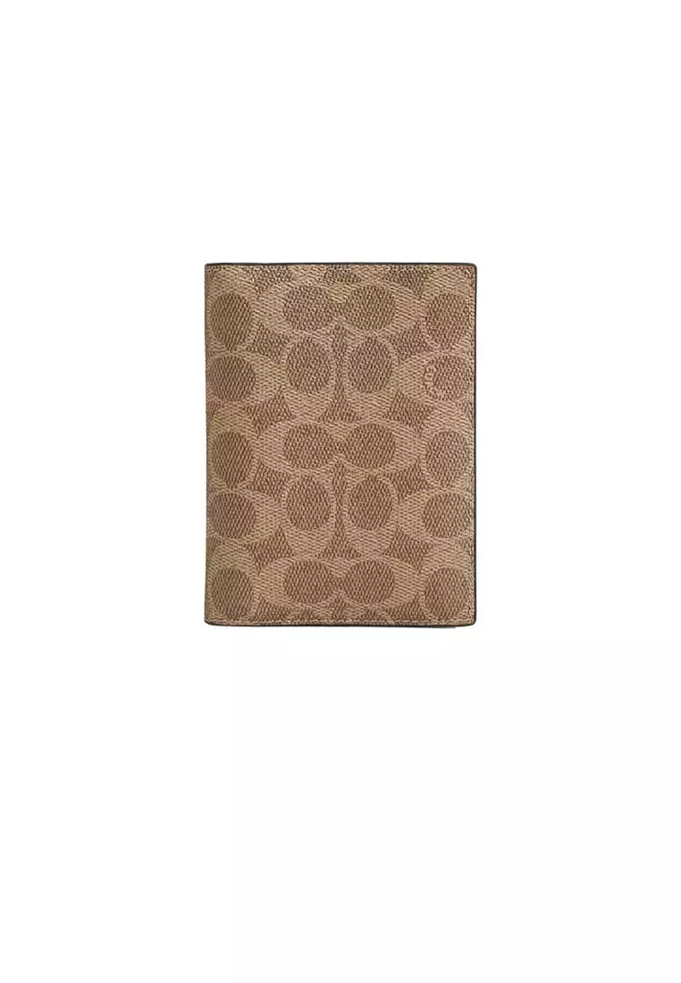 Buy Coach Passport Card Case In Signature Canvas Tan/Black CW170