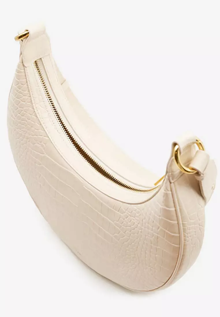 Carly Saddle Bag - Ivory Croc