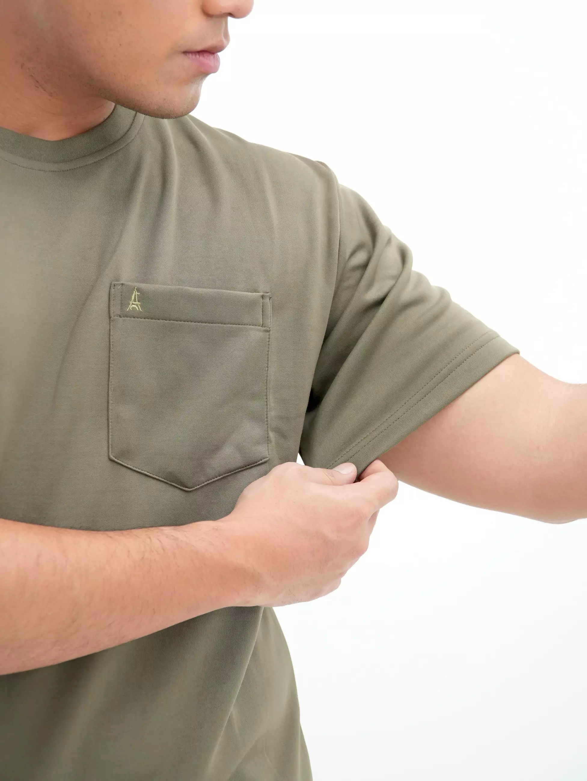 T-Shirt Scuba Hijau Army Kantong 3454