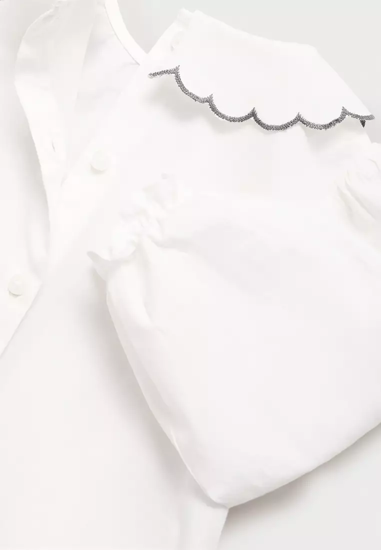 Embroidered Babydoll-Collar Blouse