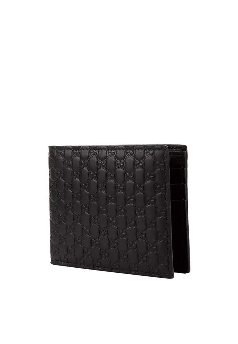 GUCCI Microguccissima Leather Wallet, Black 260987