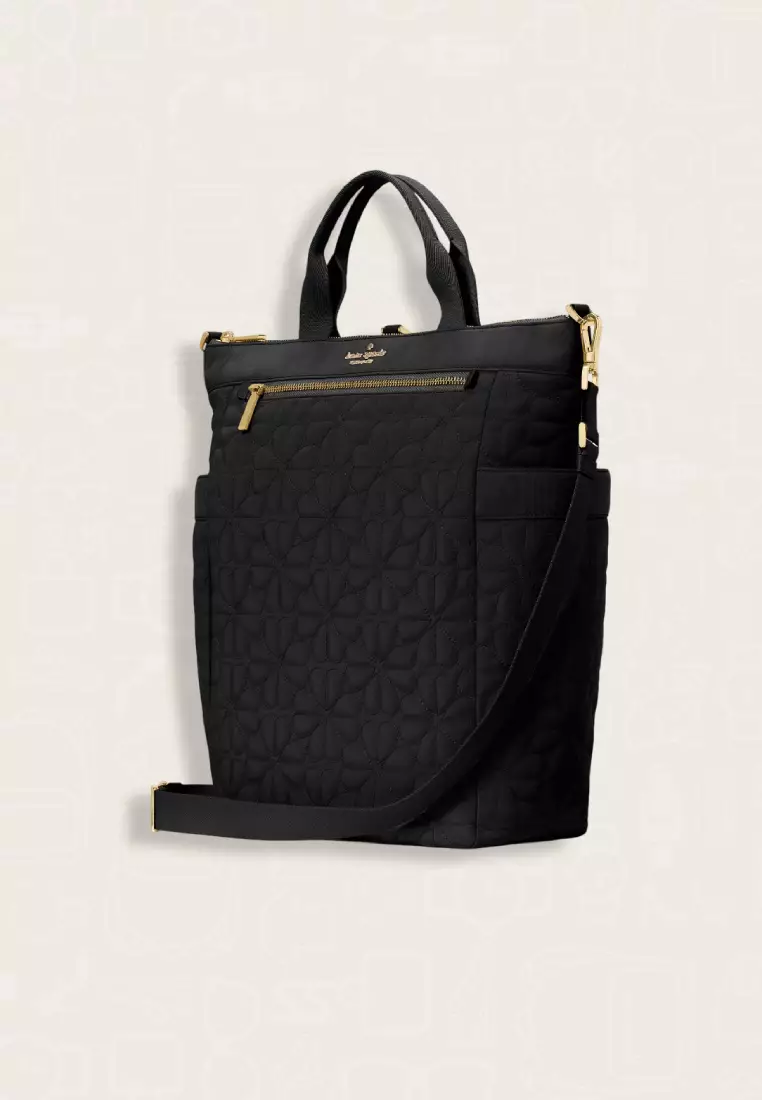 Kate Spade Spade Flower Quilted Fabric Convertible Backpack Black