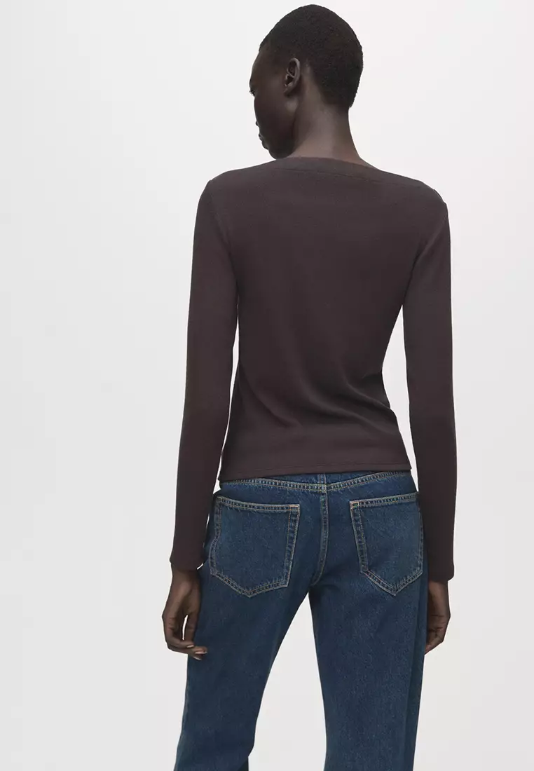 Long-Sleeved Boat-Neck T-Shirt