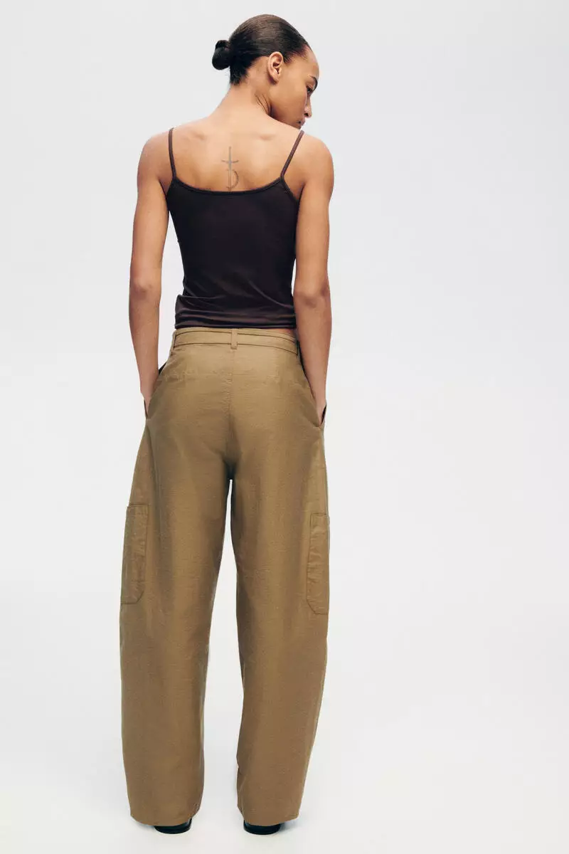 Tie-belt cargo trousers