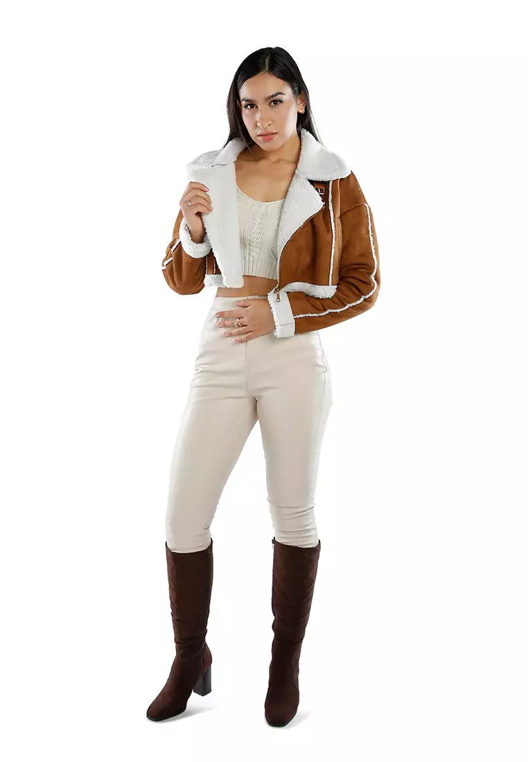 brown short jacket womens
