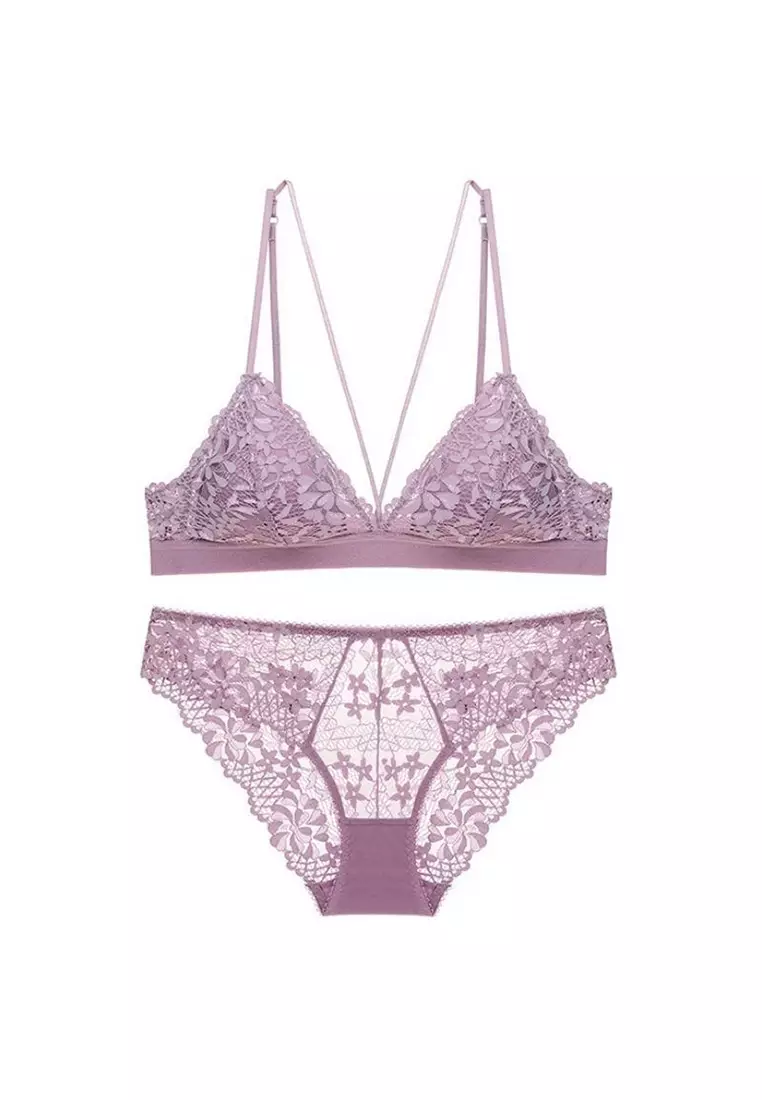 Buy ZITIQUE Sexy Lace Lingerie Set (Bra And Panty) - Purple Online