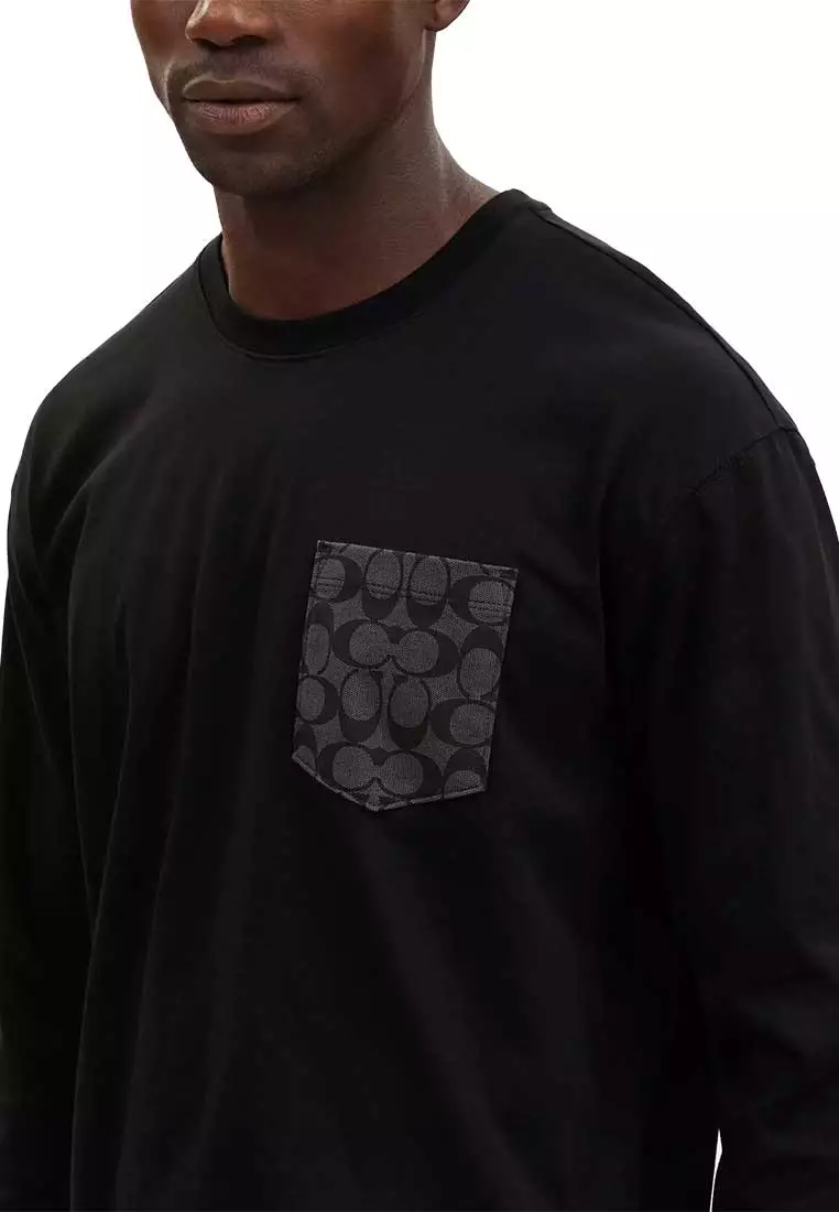 Signature Long Sleeve T Shirt In Organic Cotton Black CO788