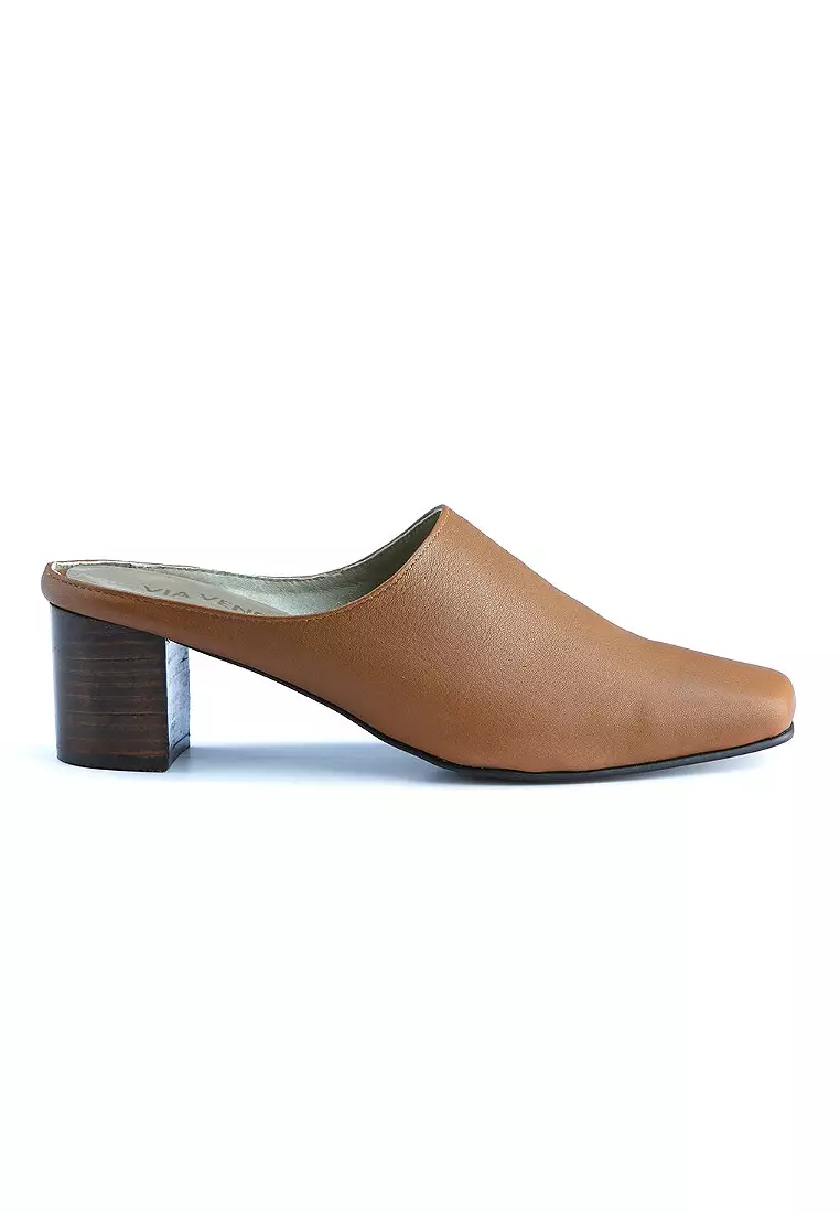 Stacked heel mules outlet