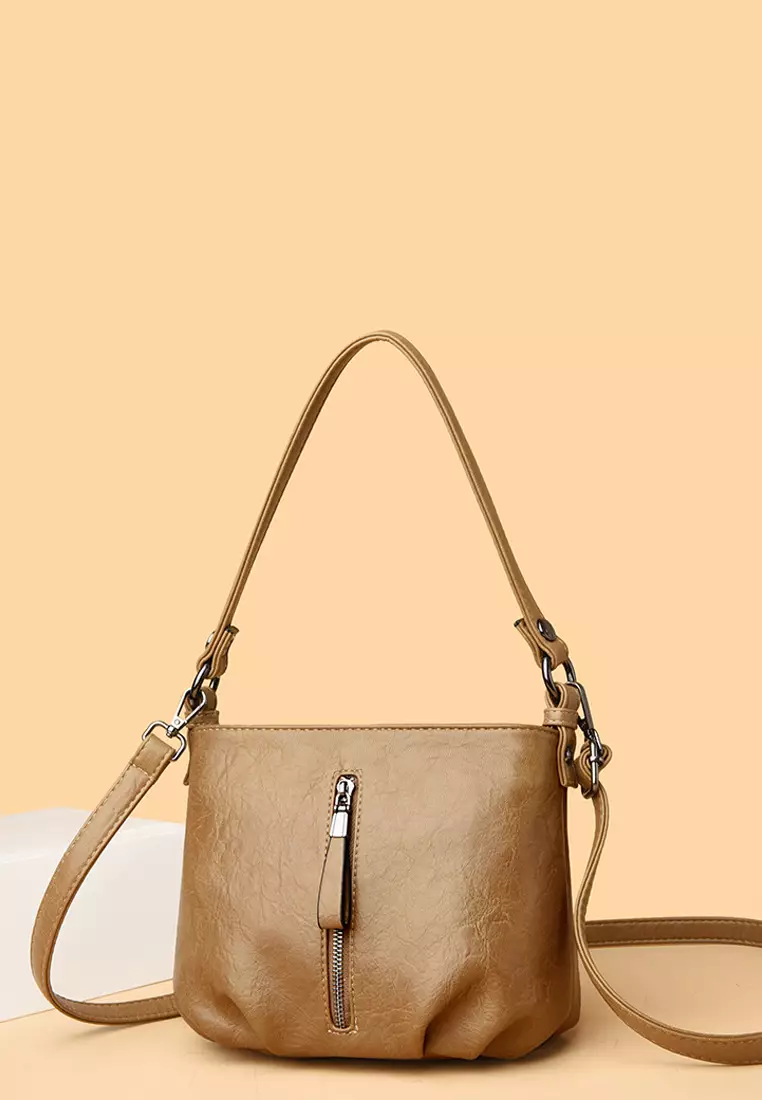 Textured Faux Leather Cross-Body Bucket Bag JW HD-3938