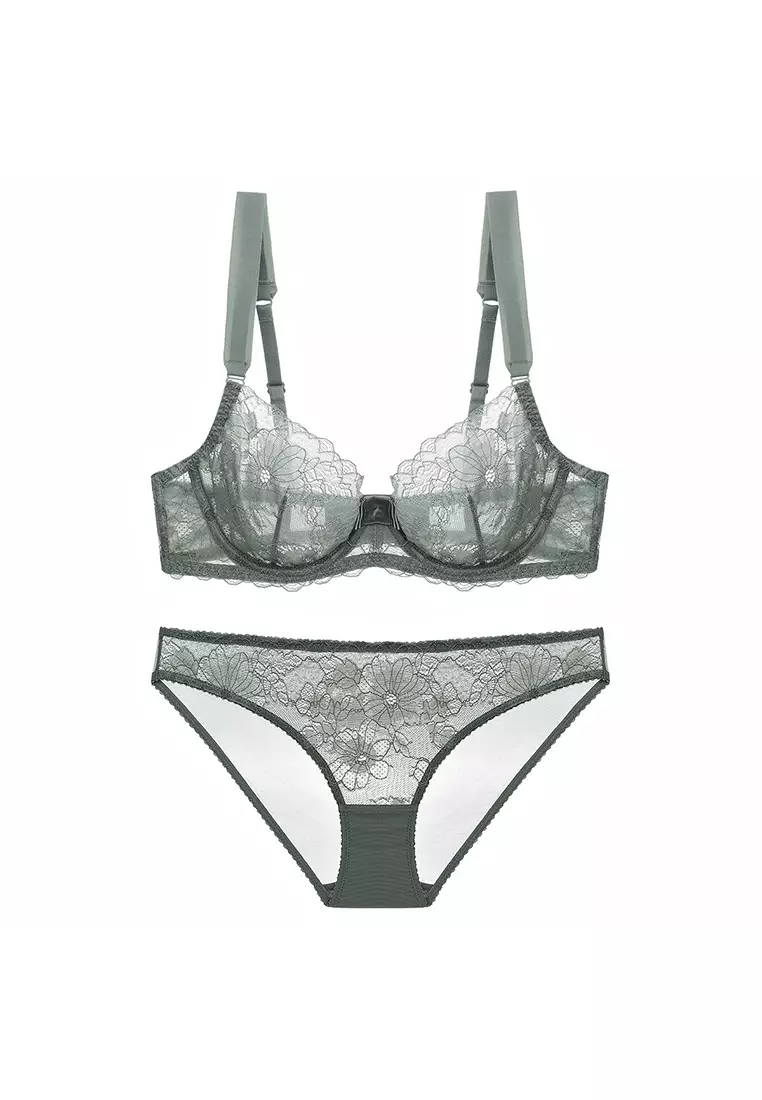 ZITIQUE Sexy Push Up Ultra-thin Transparent Lace Bra Sexy Lingerie Set (Bra  And Panty) - Grey 2024, Buy ZITIQUE Online