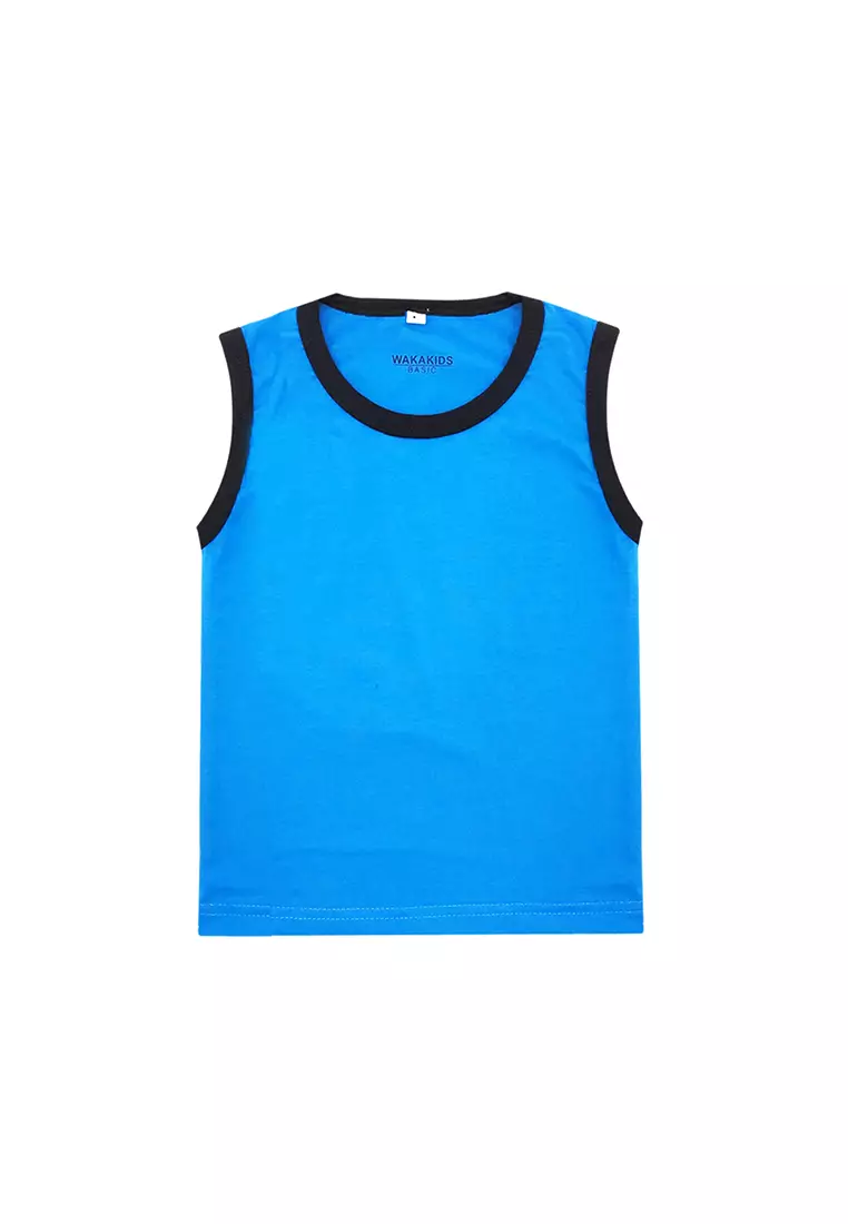 Wakakids Pakaian Bayi Anak Laki Laki Baju Singlet Basic Polos Setelan Celana Jogger Usia 1 Tahun Hingga 4 Tahun 3730 Turkis