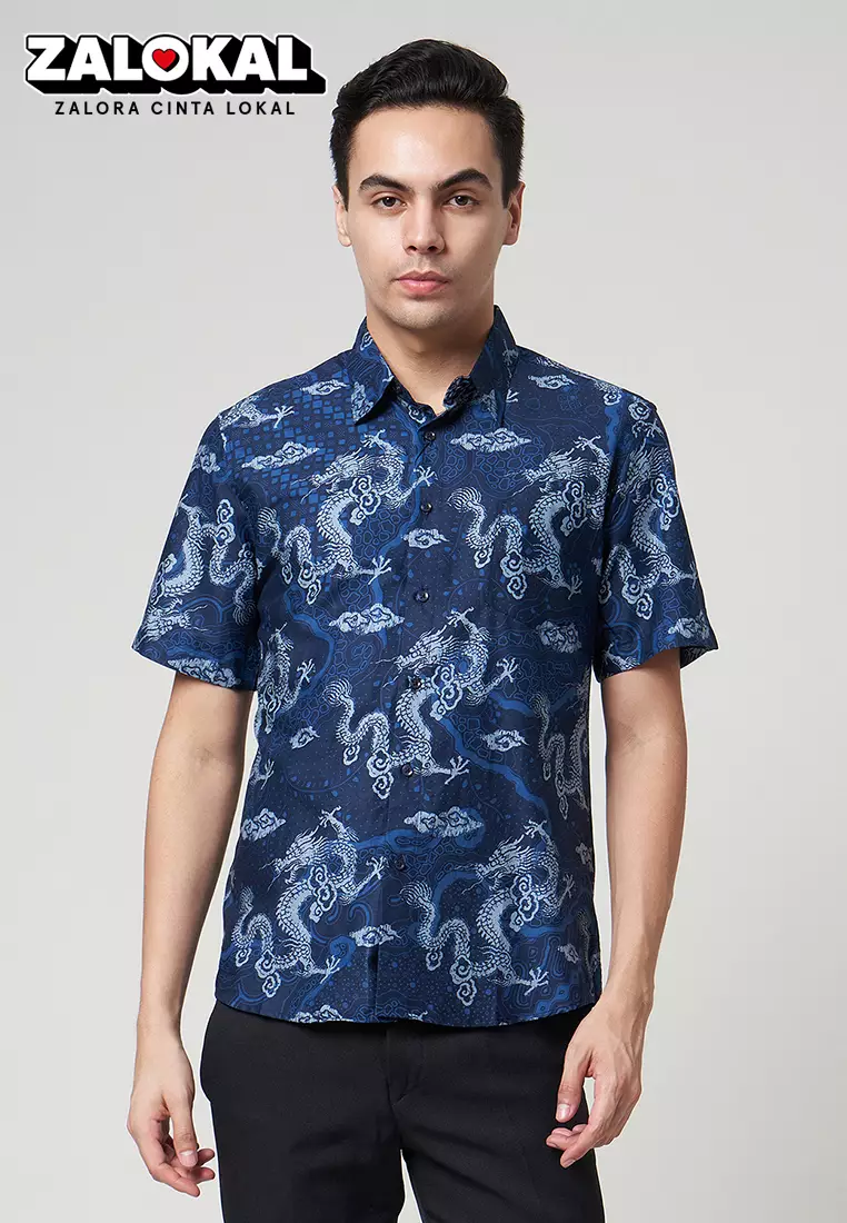 Slimfit Prahita Kemeja Batik Pria Lengan Pendek