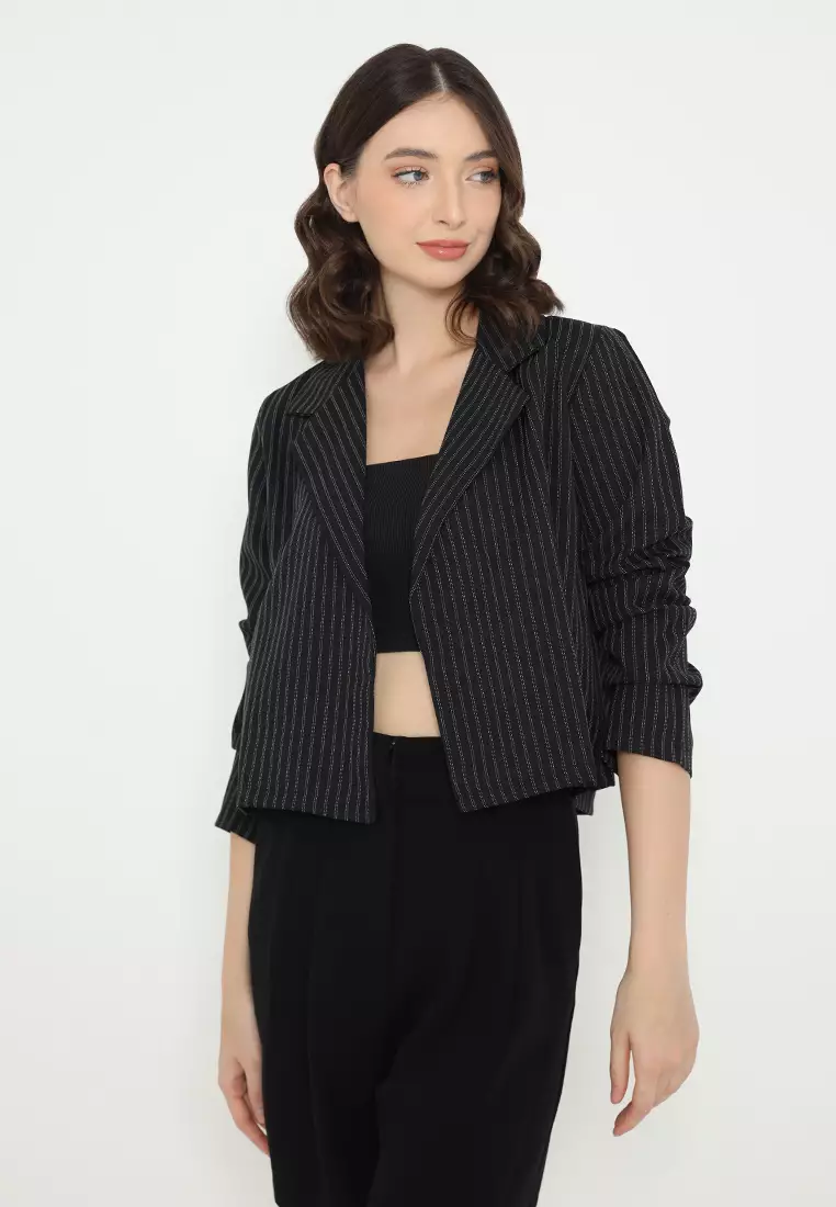 Mannequin Stripe Crop Blazer
