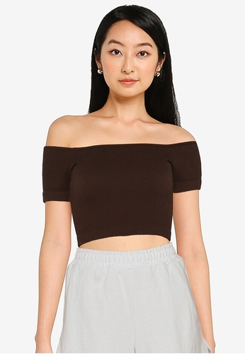 Cotton On Seamless Off The Shoulder Short Sleeve Top | ZALORA Malaysia