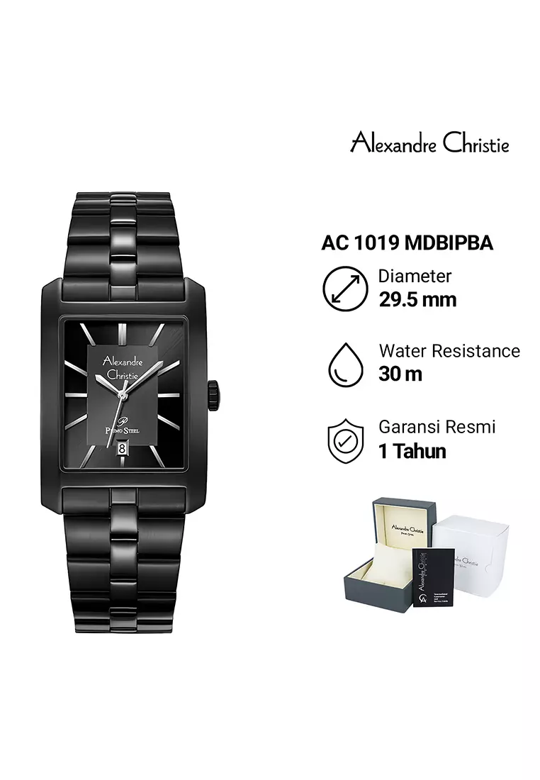 Alexandre Christie Couple Jam Tangan Analog Pria Wanita Black Stainless Steel - 1019MLDBIPBA