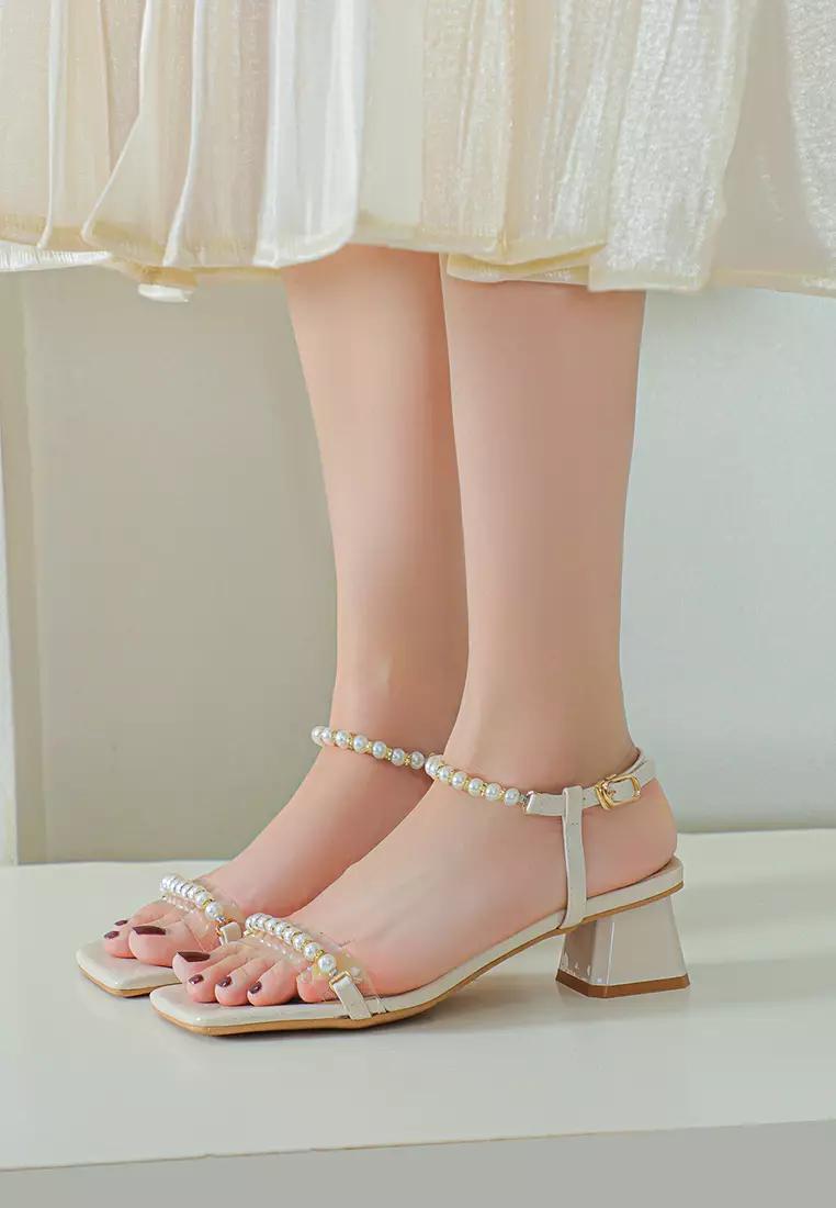 Buy Twenty Eight Shoes 5CM Pearl Chain Strap Mid Heel Sandals