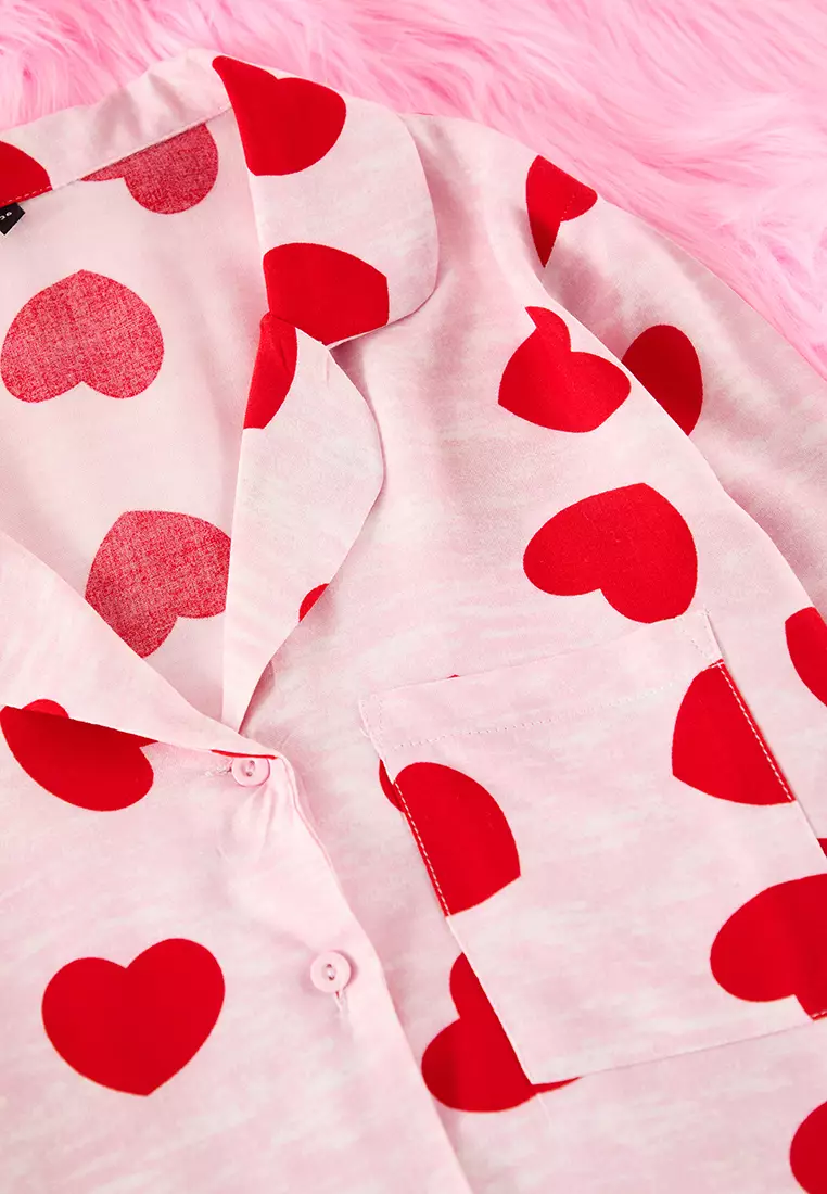 Heart Viscose Woven Pajama Set