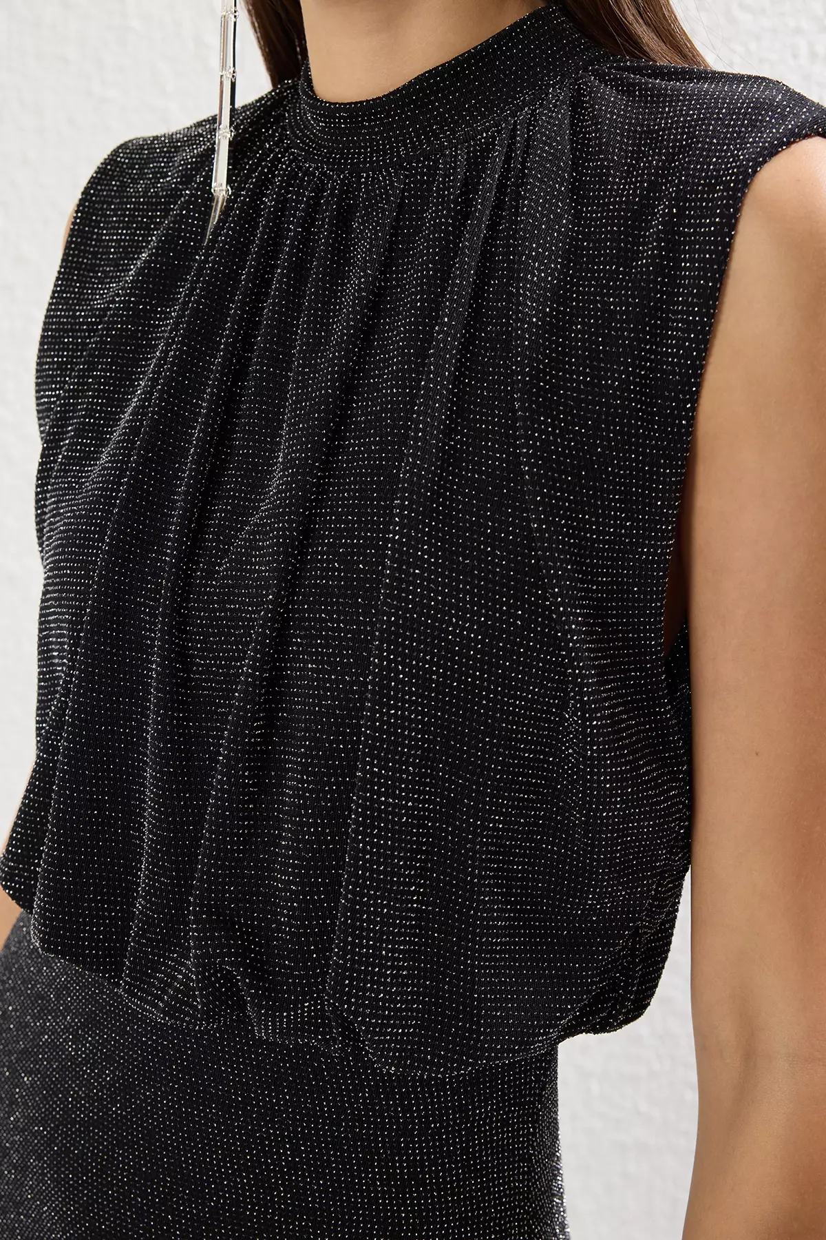 Black Glitter Knitted Elegant Long