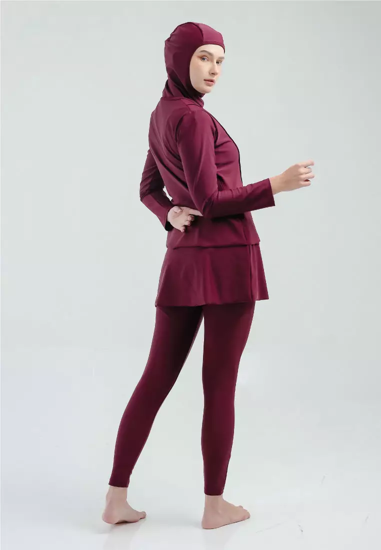 Layla Burqini Two Pieces Women, Baju Renang Muslim Wanita - Maroon