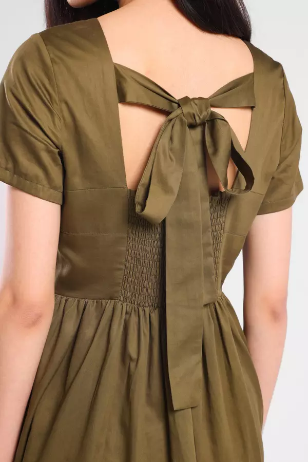 Minimal - Marizza - Dress A Line - Olive Warna Olive