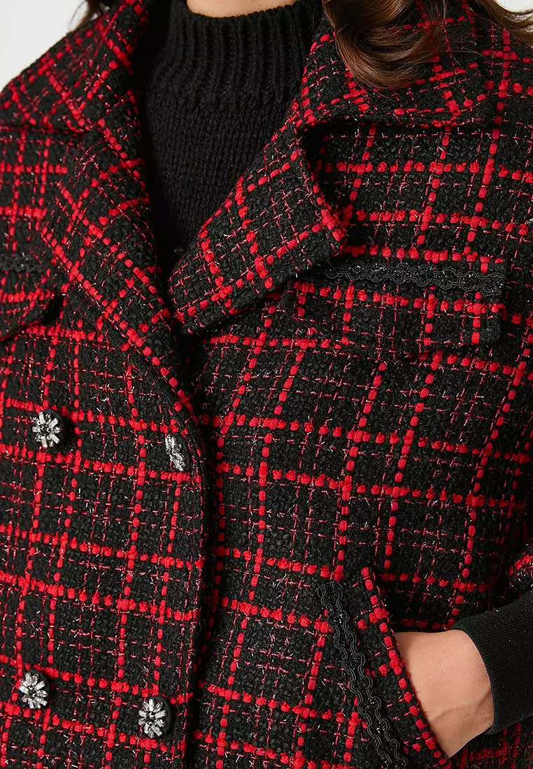 Koton BUTTONED POCKET DETAIL BIKER - Chaqueta De Cuero Sintético - Blue