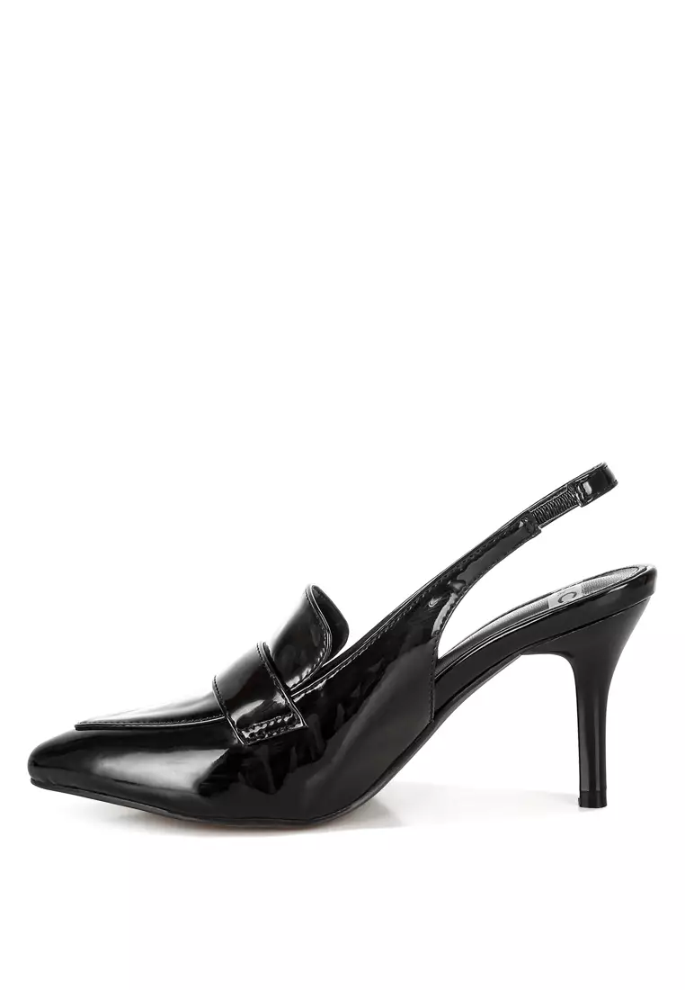 Slingback Loafer Sandals In Black