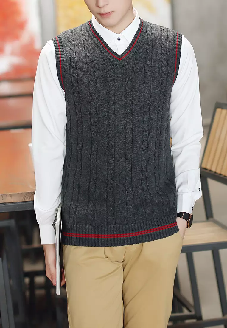 Contrast Stripe Knitted Vest XH920