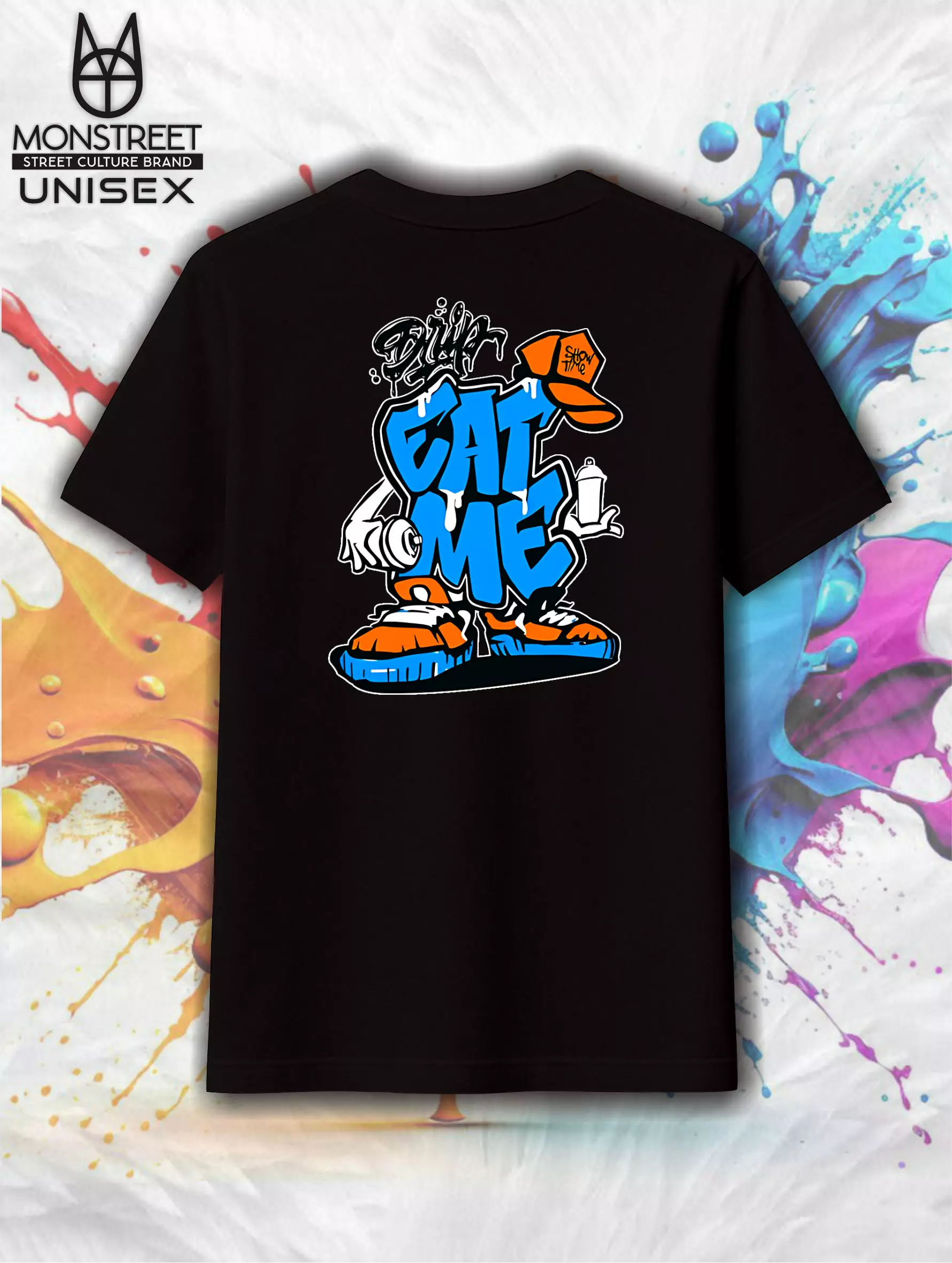 Monstreet Kaos Katun Combed 24S Grafis Reguler Fit Hitam Tshirt UTR172 Cotton Combed 24S Graphic Tshirt Regular Fit Black Tshirt