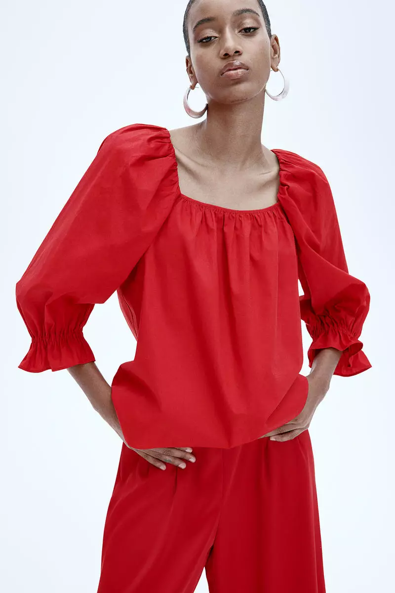 H&m red off outlet the shoulder top