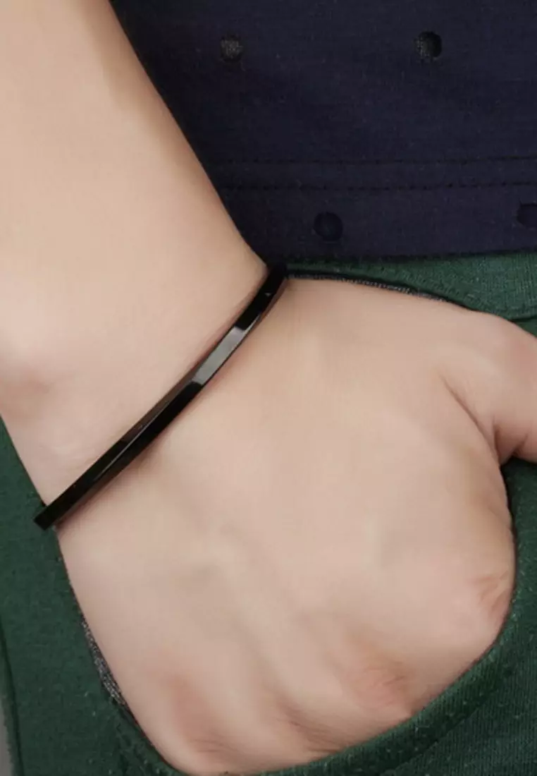 鋼琴黑半開口手鐲