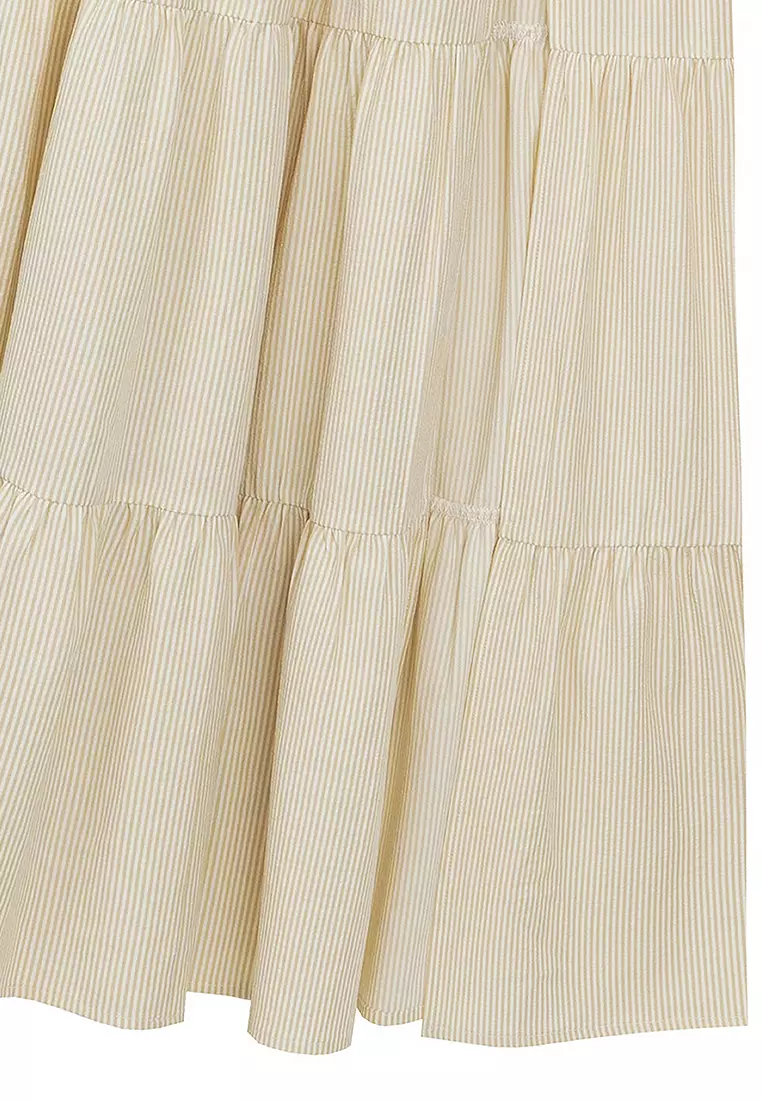 Striped Tiered Maxi Skirt