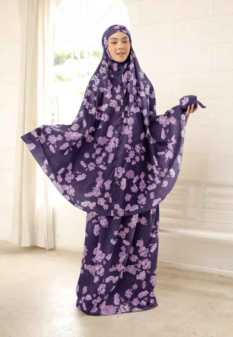 Zelena - Hana Flora Prayer Set | Mukena Travel 2in1 - Puprle Late