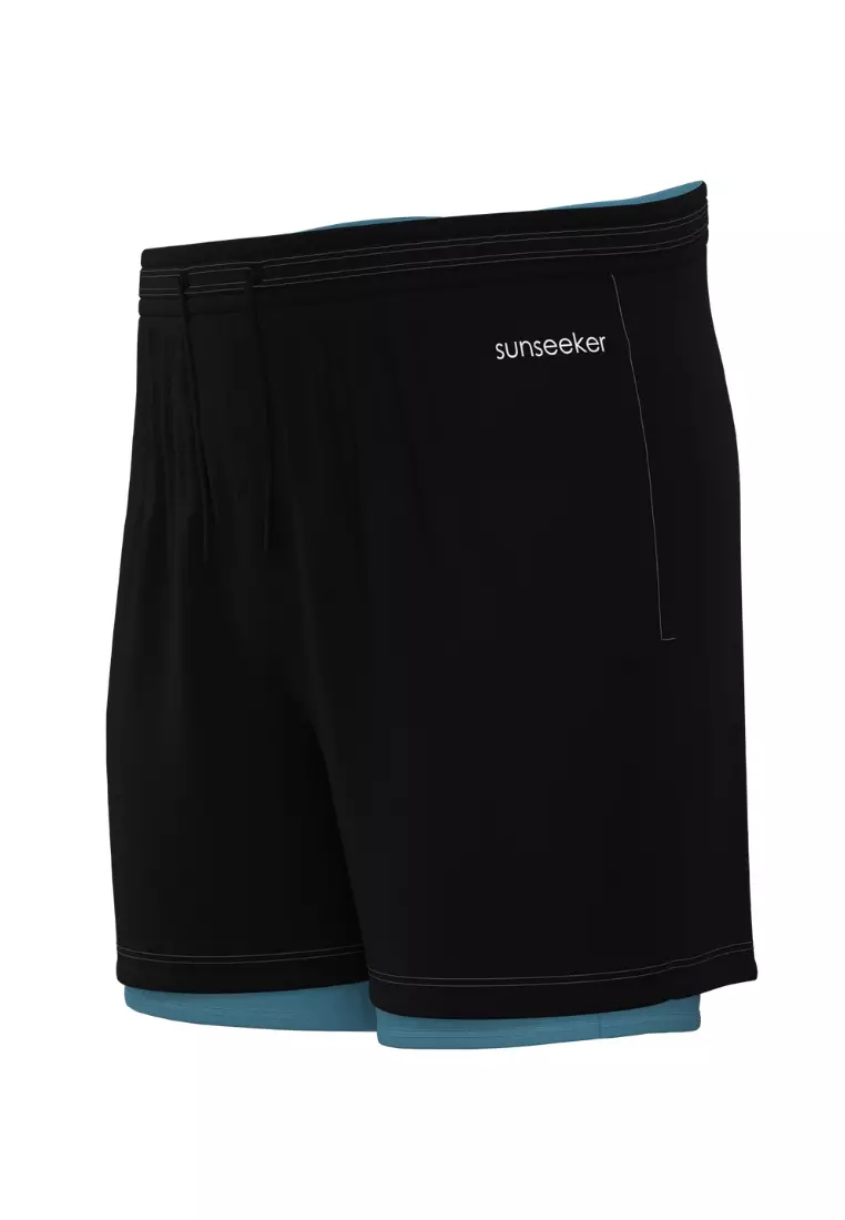 Black Elastic Waistband 16" Boardshorts