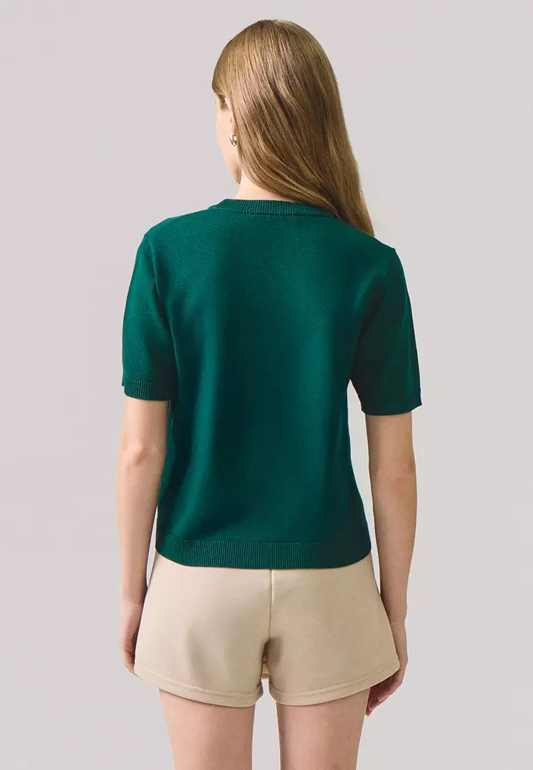 V-Neck Button Down Knit Top