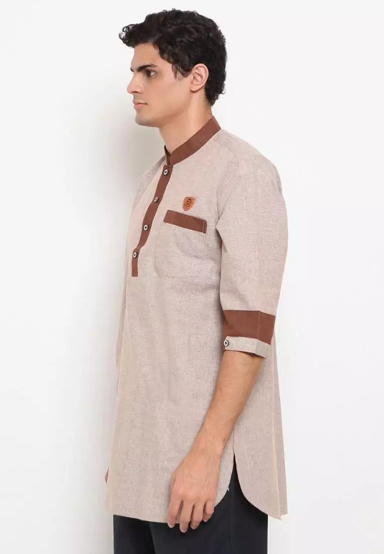 Zayidan Baju Koko Gamis Muslim Pria Nazeef - Cream