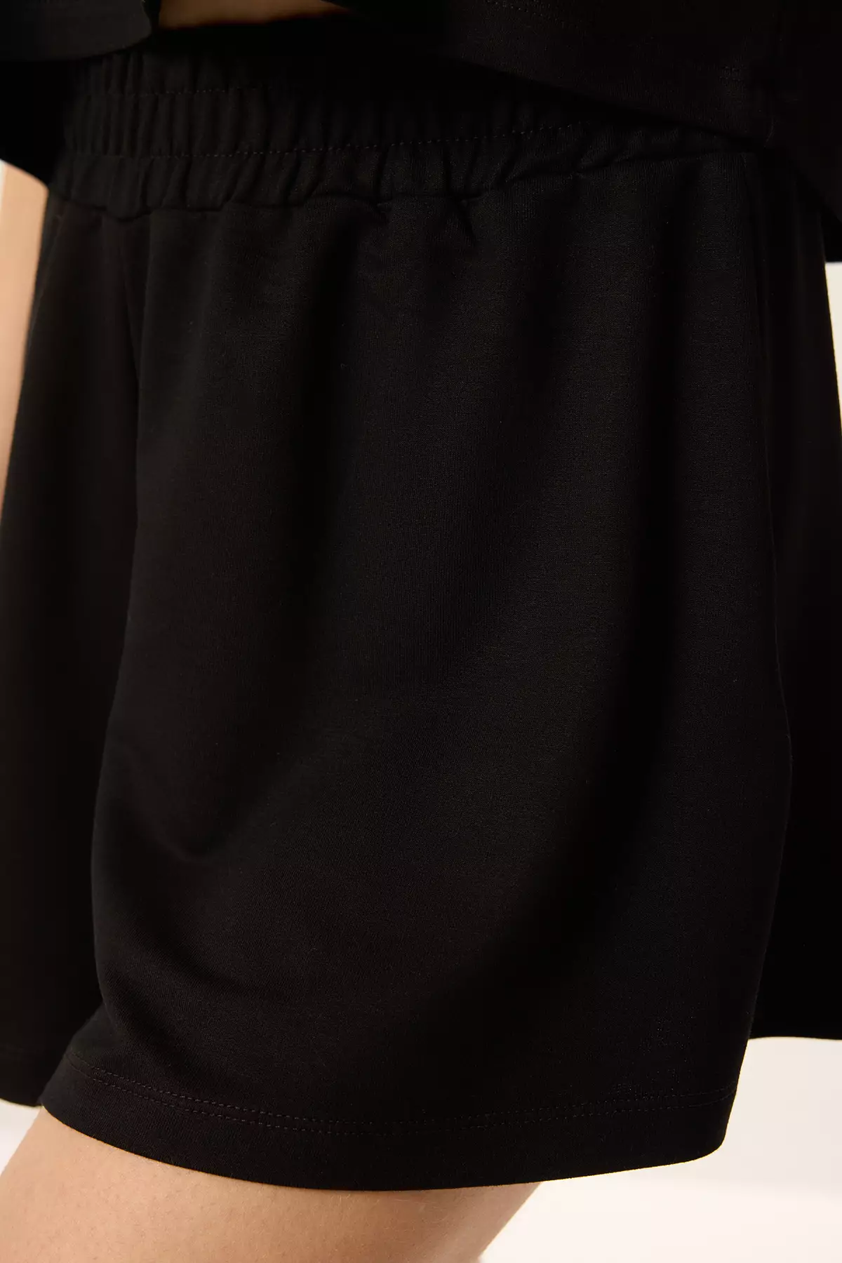 Black Soft Touch T-Shirt And Shorts Knitted Top Bottom Set