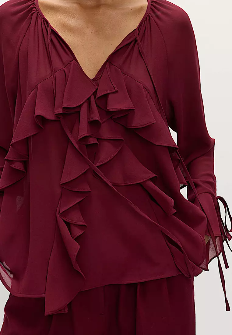 Tie Neck Ruffle Blouse