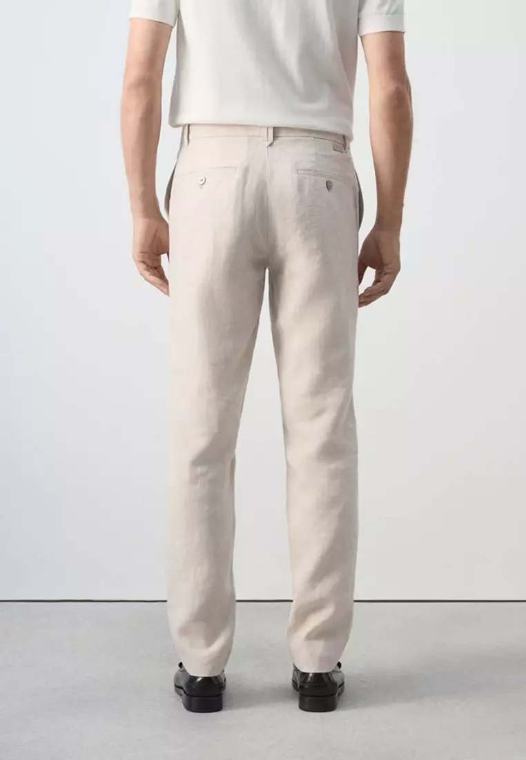 Slim-Fit 100% Linen Trousers