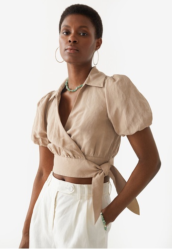 u0026 Other Stories Puff Sleeves Wrap Top | ZALORA Malaysia