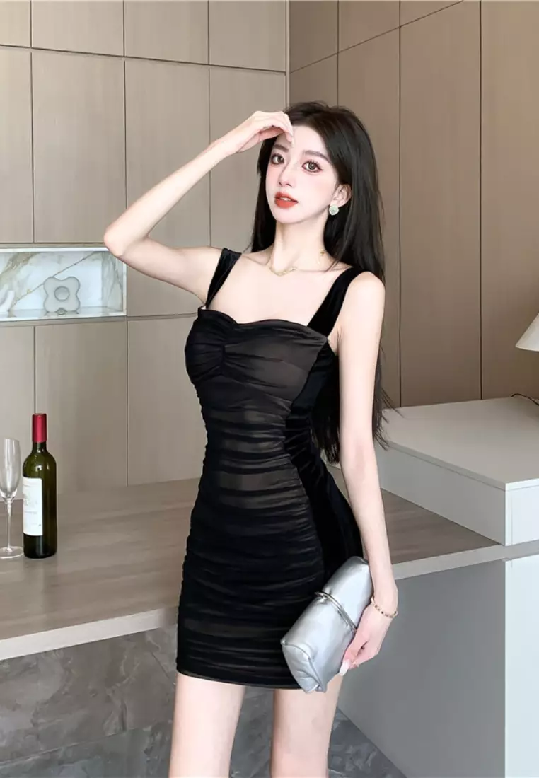 性感時尚吊帶連衣裙CA26033032BK