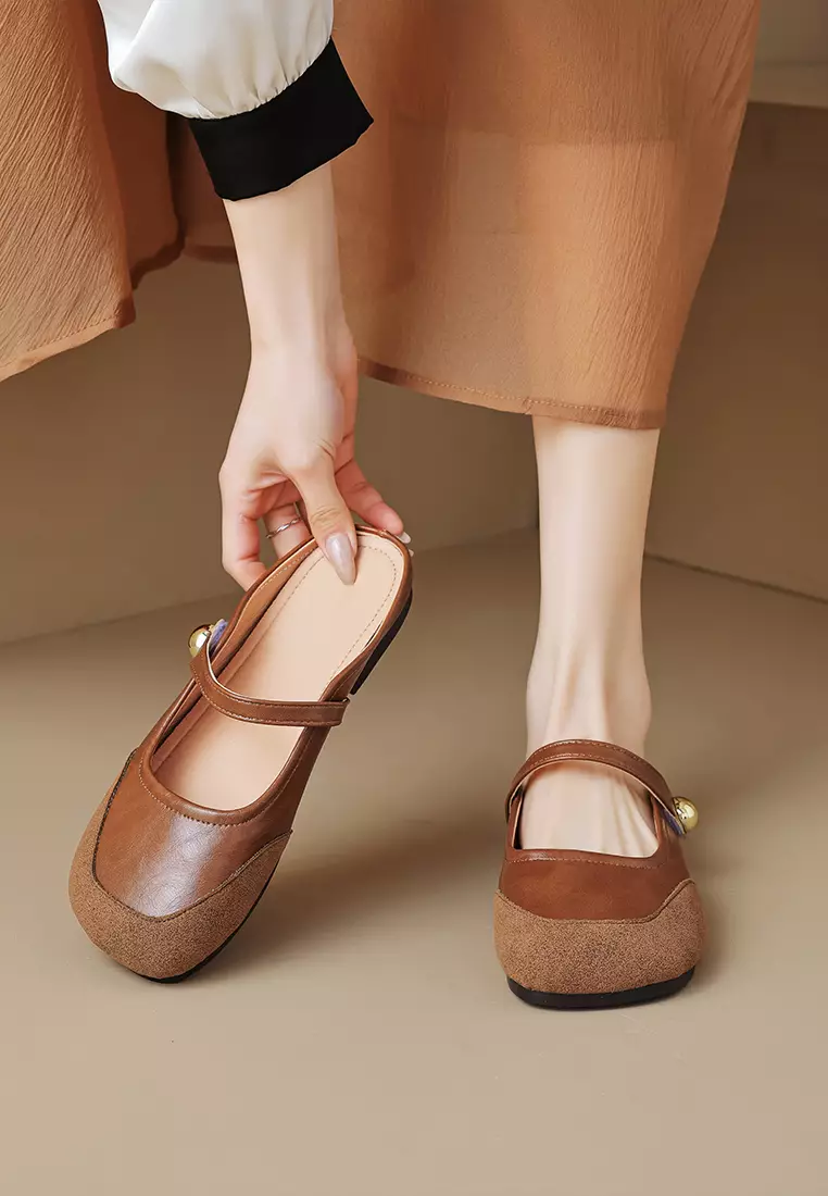 Vintage Buckle Strap Flat Mules WW993-3