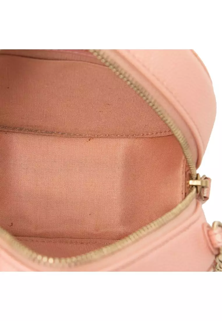 Pre-Loved Chanel Cc Quilted Iridescent Caviar Round Clutch With Chain