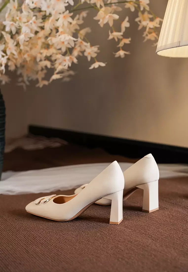 7CM 金屬扣粗跟高跟鞋 BY2373-16