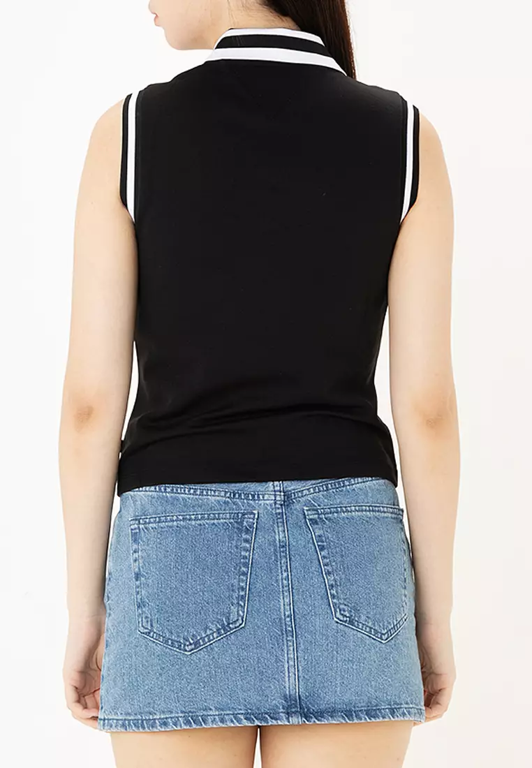 Buy Tommy Hilfiger Slim Fit Logo Sleeveless Polo Top Tommy Jeans