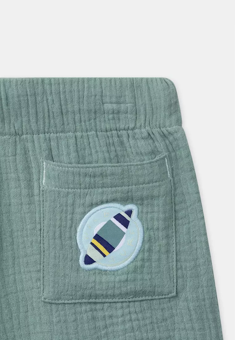WATER GREEN COTTON GAUZE SHORTS