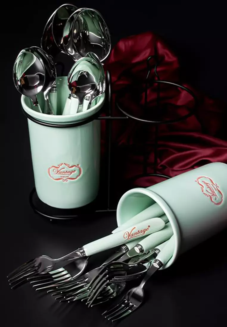 Buy Vantage Vantage 24 Pcs Stainless Steel Porcelain Cutlery Set with