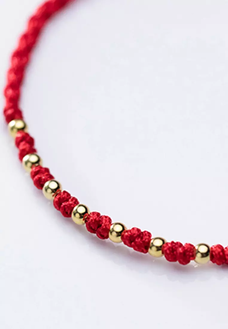 925 Silver Beads x Red Thread Lucky Bracelet JW AR-S3342
