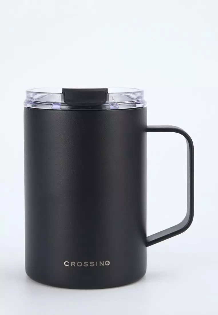 Crossing Neo Insulated S/S Leakproof Ceramic Mug W Handle And Lid 400ml - Black