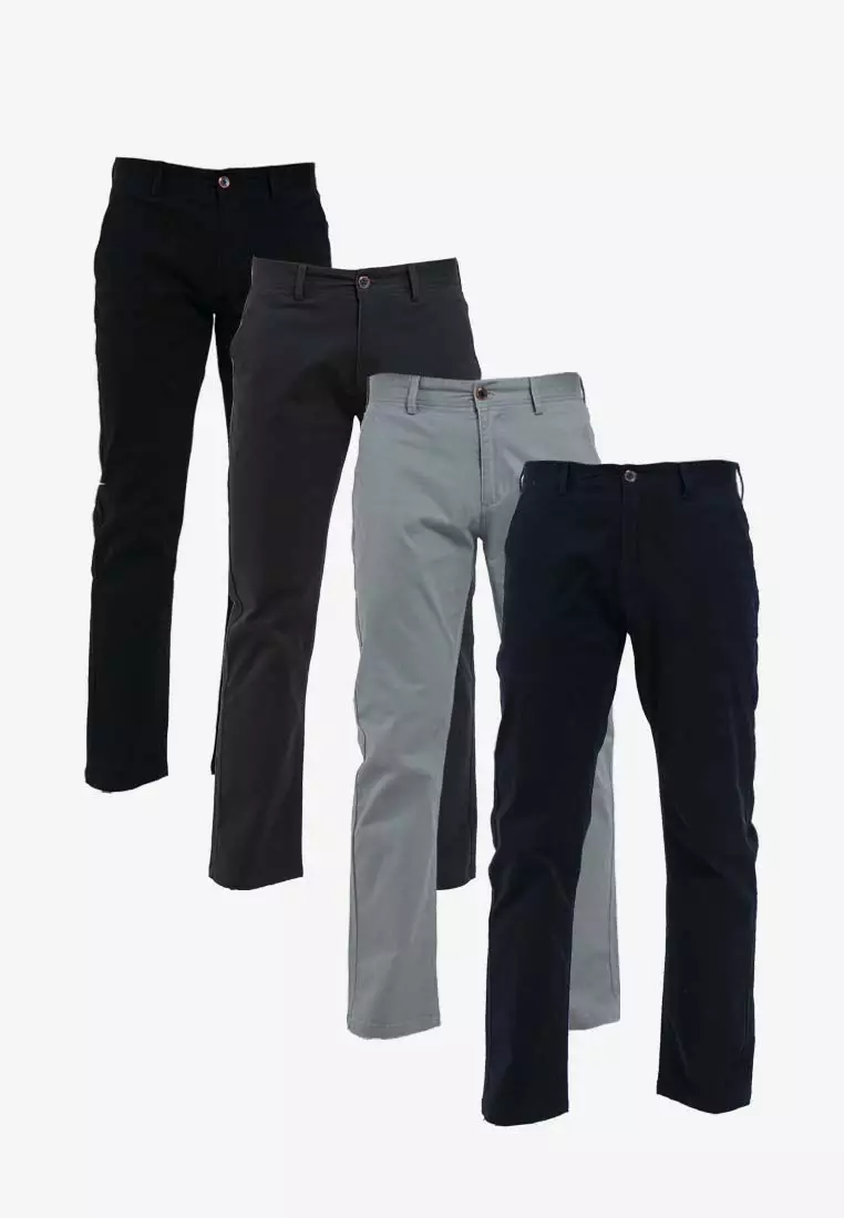 Forest Stretchable Chino Pants Trousers Straight Cut Khakis Pant Men Cotton Men Long Pants - 610197 - 04Grey